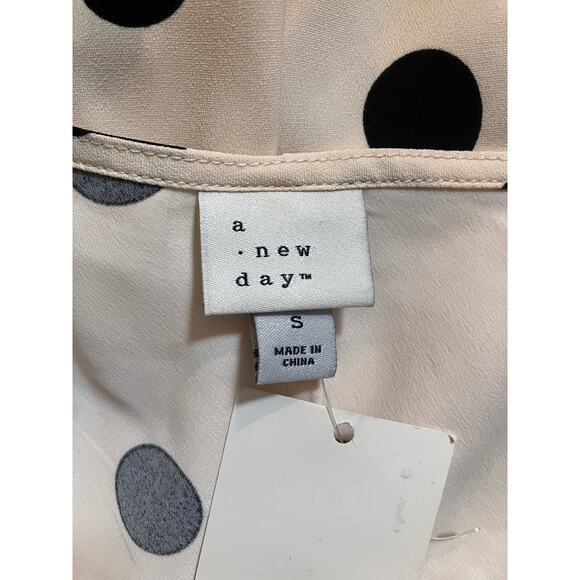 NEW A New Day Short Sleeve Midi Dress Cream Black Polka Dot Small - Picture 5 of 5